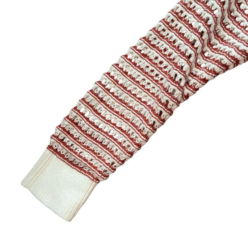 Old Navy Womens Red & White Striped Open-Stitch Sweater-L-GUC - Picture 4 of 6